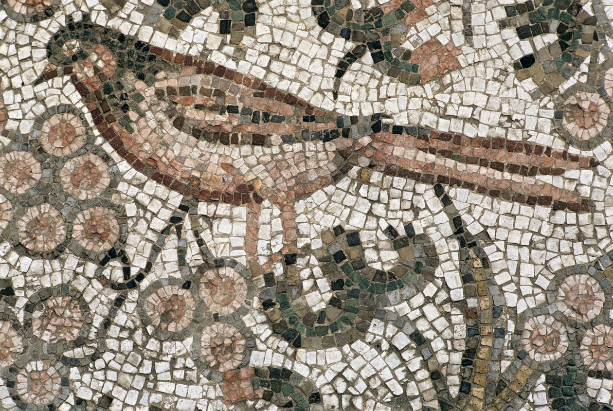 Pavimento de suelo que representa un pájaro, siglo IV d.C. de Roman