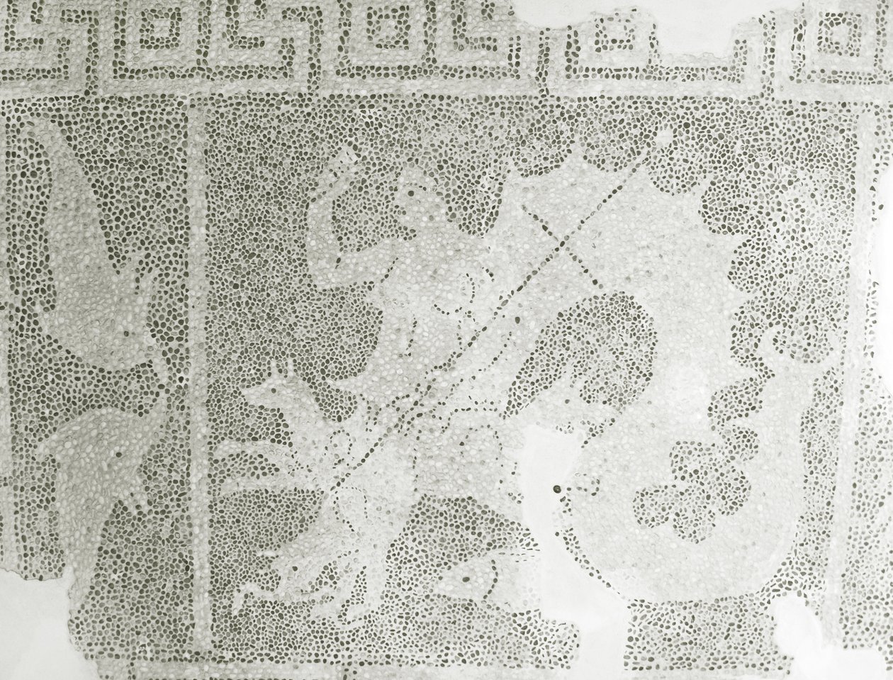 Mosaico helenístico de Scylla y Caribdis guardando el estrecho (detalle de Scylla) de Roman