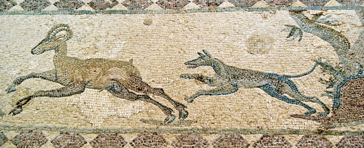 Escena de caza, Casa de Dionysos, Paphos, Chipre de Roman
