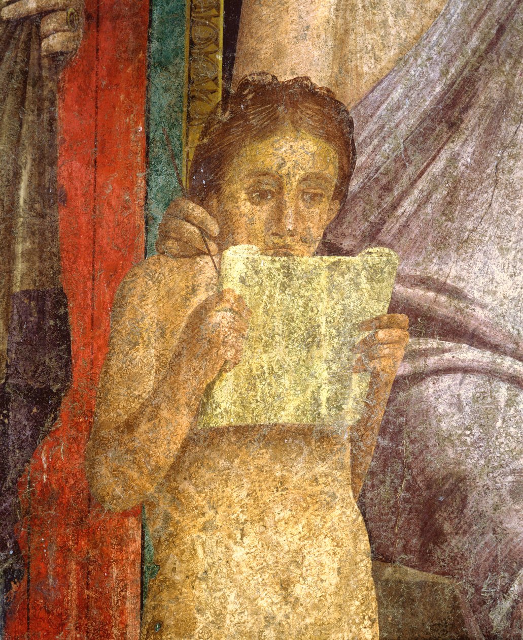 Fresco que representa ceremonia ritual en la Villa de los Misterios de Roman