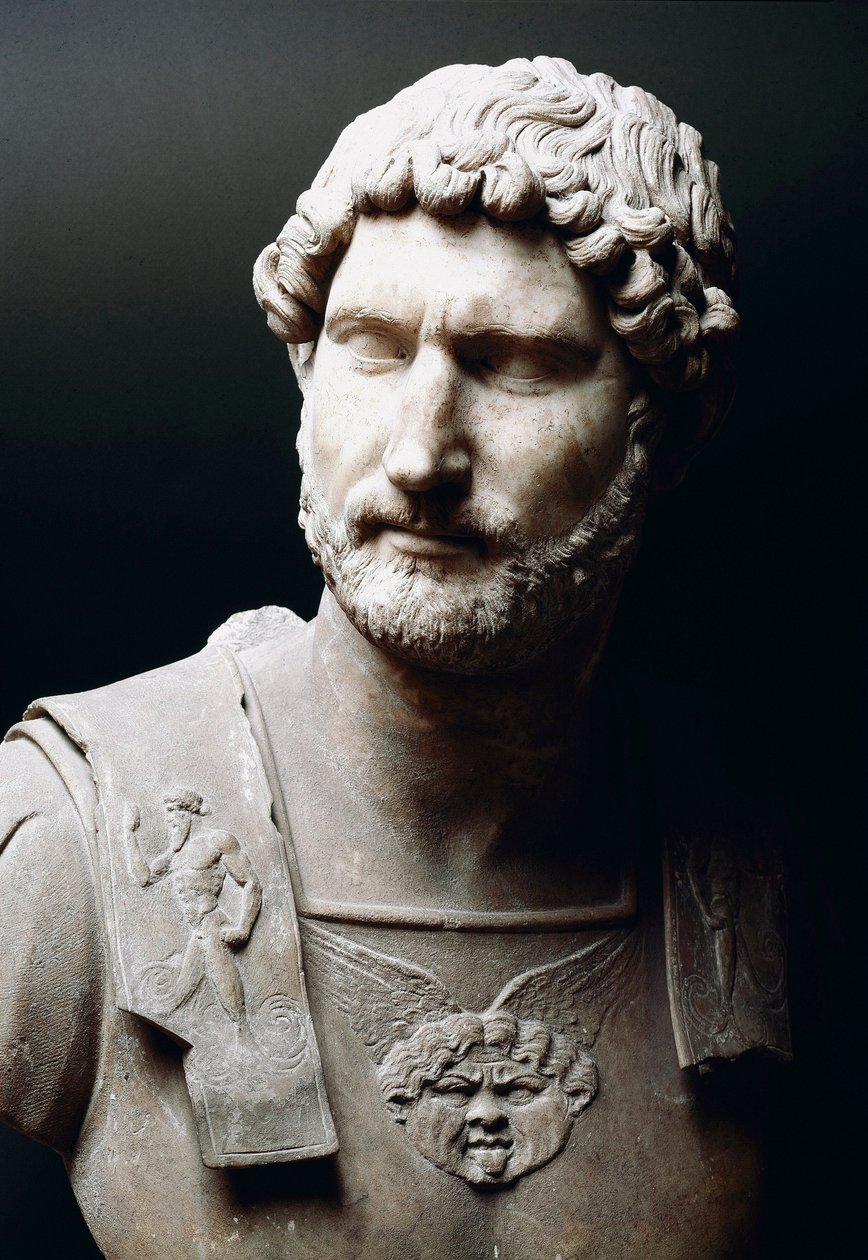 Busto de mármol del emperador Adriano (Publius Aelius Hadrianus) (76-138 d.C.) - Roma, Museos Capitolinos de Roman