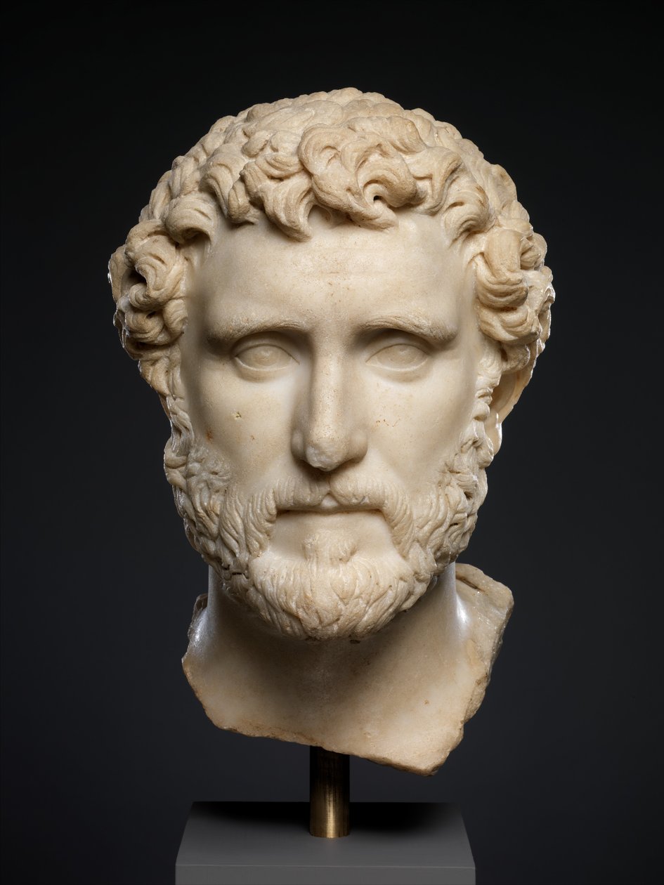 Retrato de mármol del emperador Antonino Pío, c.138-161 d.C. (mármol) de Roman