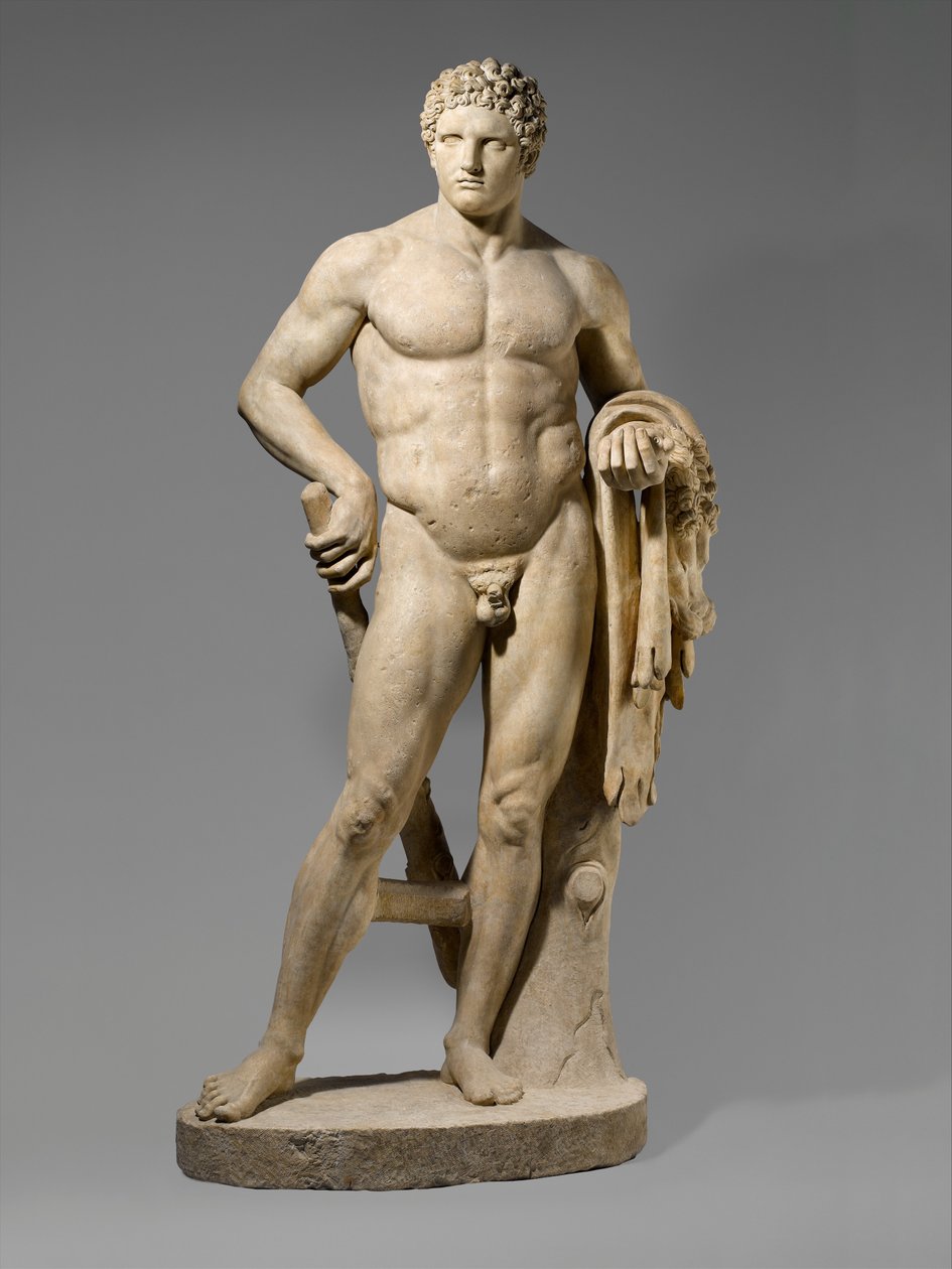 Estatua de mármol de un joven Hércules, 69-96 d.C. (mármol) de Roman