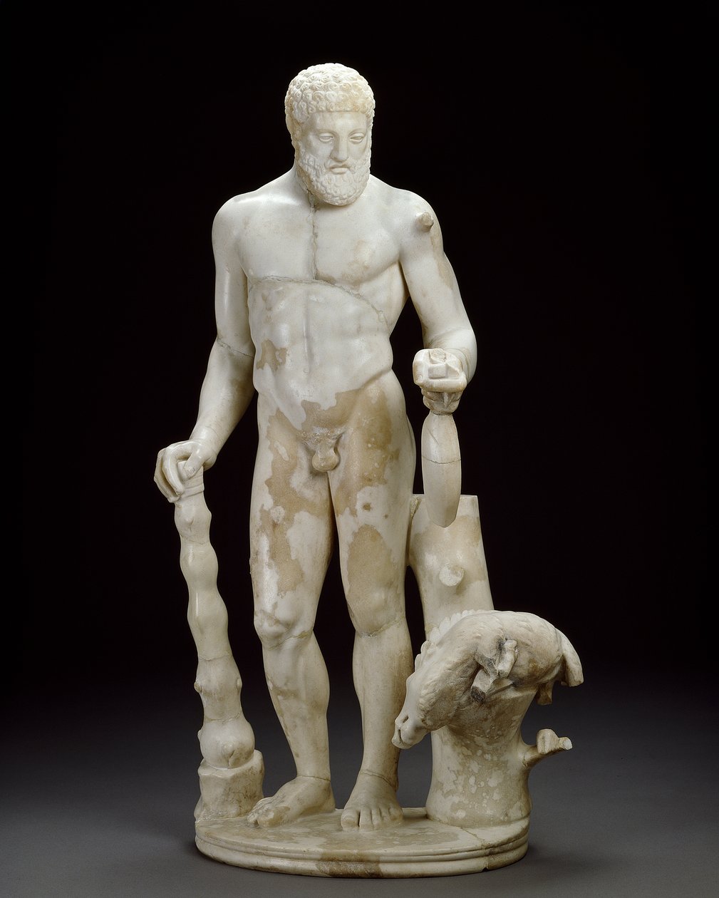 Estatuilla de mármol de Hércules y el jabalí de Erimanto (mármol) de Roman