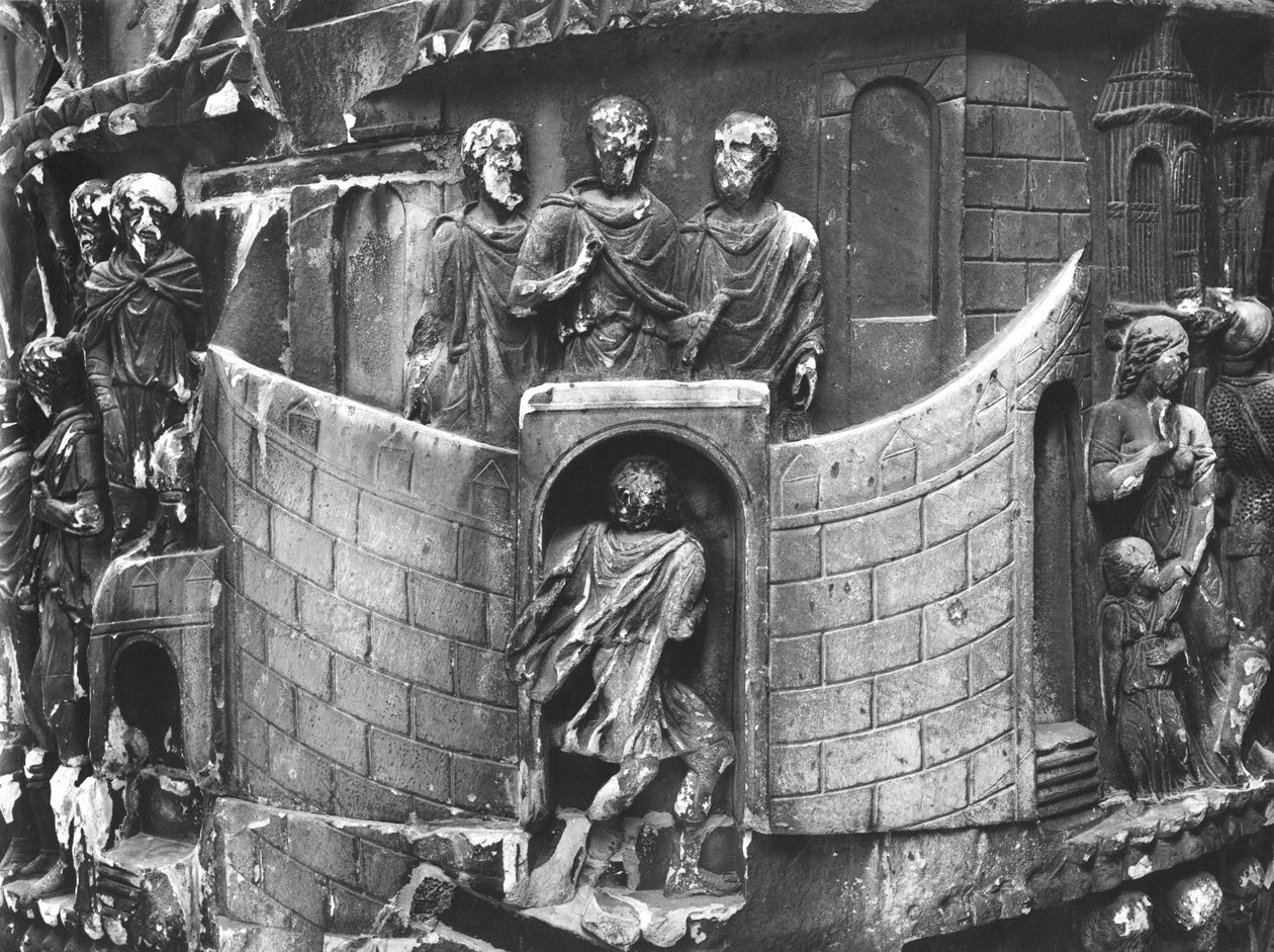 Marco Aurelio recibiendo un mensajero, (detalle) de la columna de Marco Aurelio, 180-196 d.C. de Roman