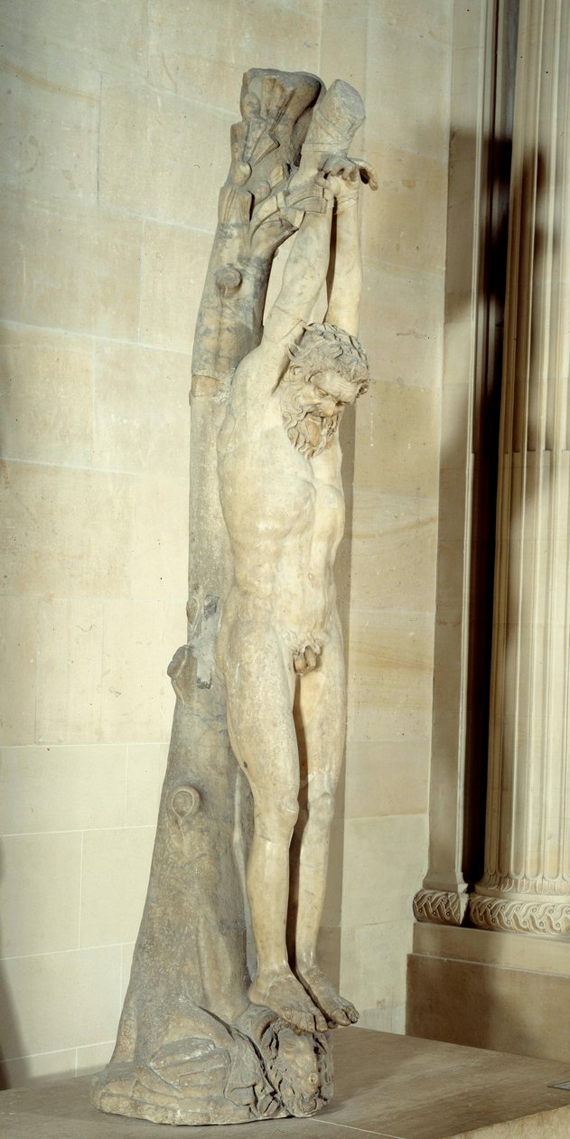 El tormento de Marsias colgando de un tronco de pino de Roman