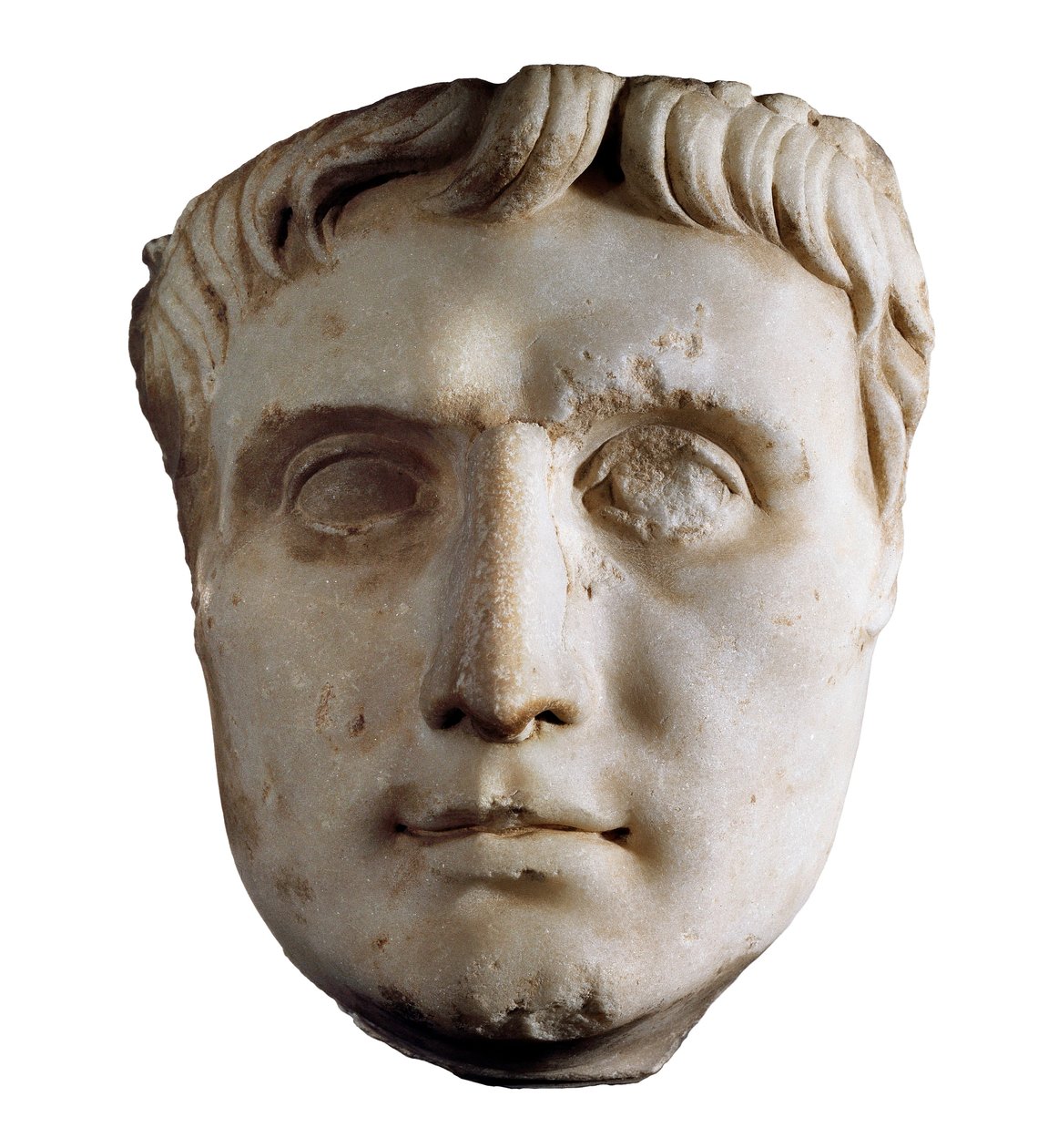 Máscara del Emperador Augusto (Cayo Julio César Octaviano Augusto), 63 a.C. - 14 d.C. (escultura de mármol) de Roman