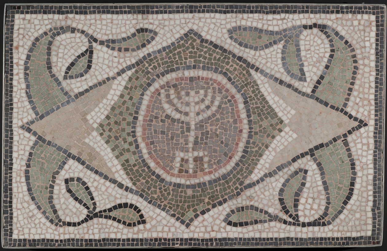 Mosaico de Menorá, siglo VI EC de Roman
