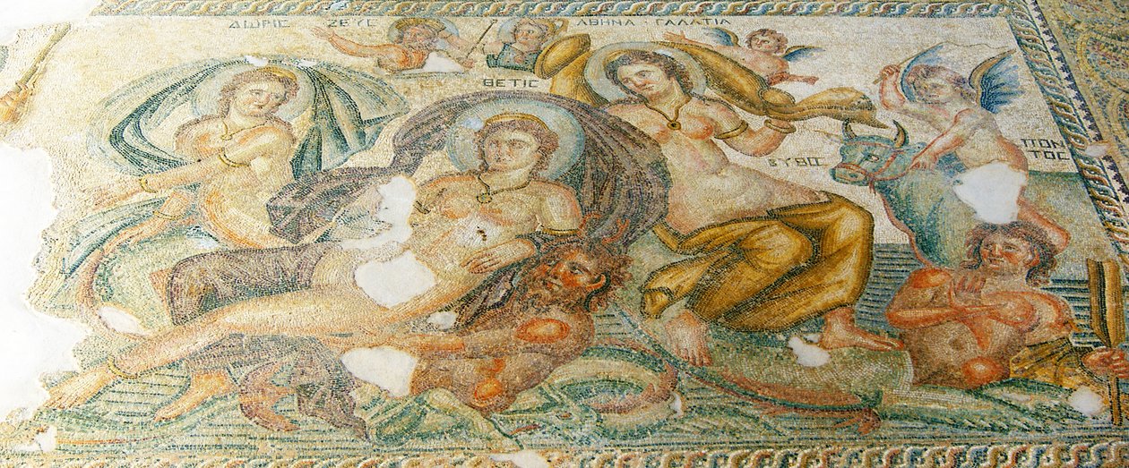 Nereidas y Bythos, Casa de Aion, Paphos, Chipre de Roman
