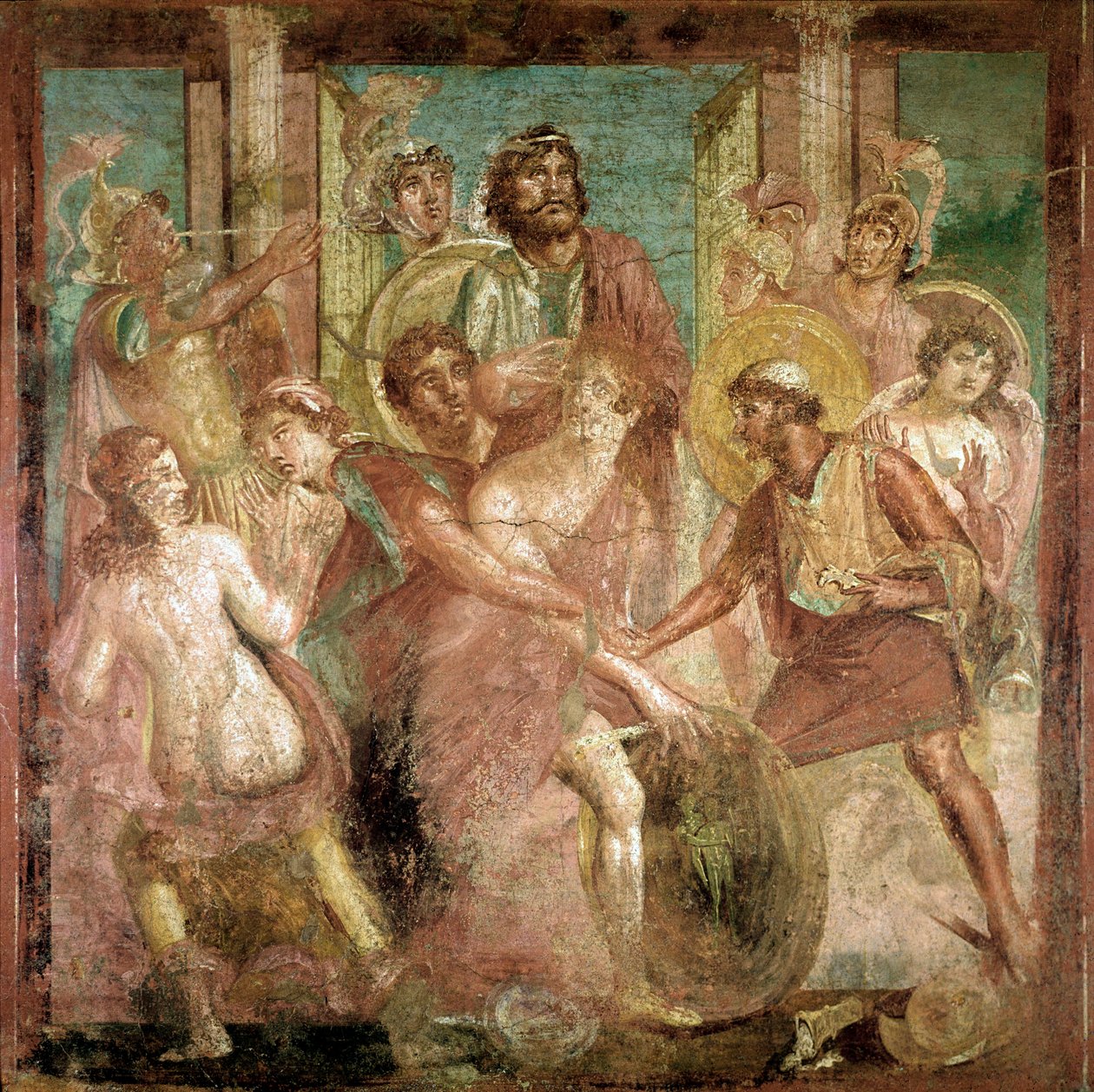 Odiseo encuentra a Aquiles entre las hijas de Licomedes (fresco, siglo II d.C.) de Roman