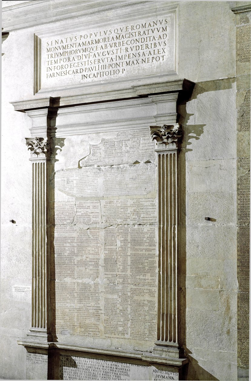 Placa de los Fasti Triunfales y Consulares. Período del Emperador Augusto. 27 a.C.-14 d.C. Roma, Musei Capitolini - Placa de inscripción de los Fasti Consulares y Triunfales Período del Emperador Romano Augusto (27 a.C.-14 d.C). Musei Capitolini, Roma, Ita de Roman