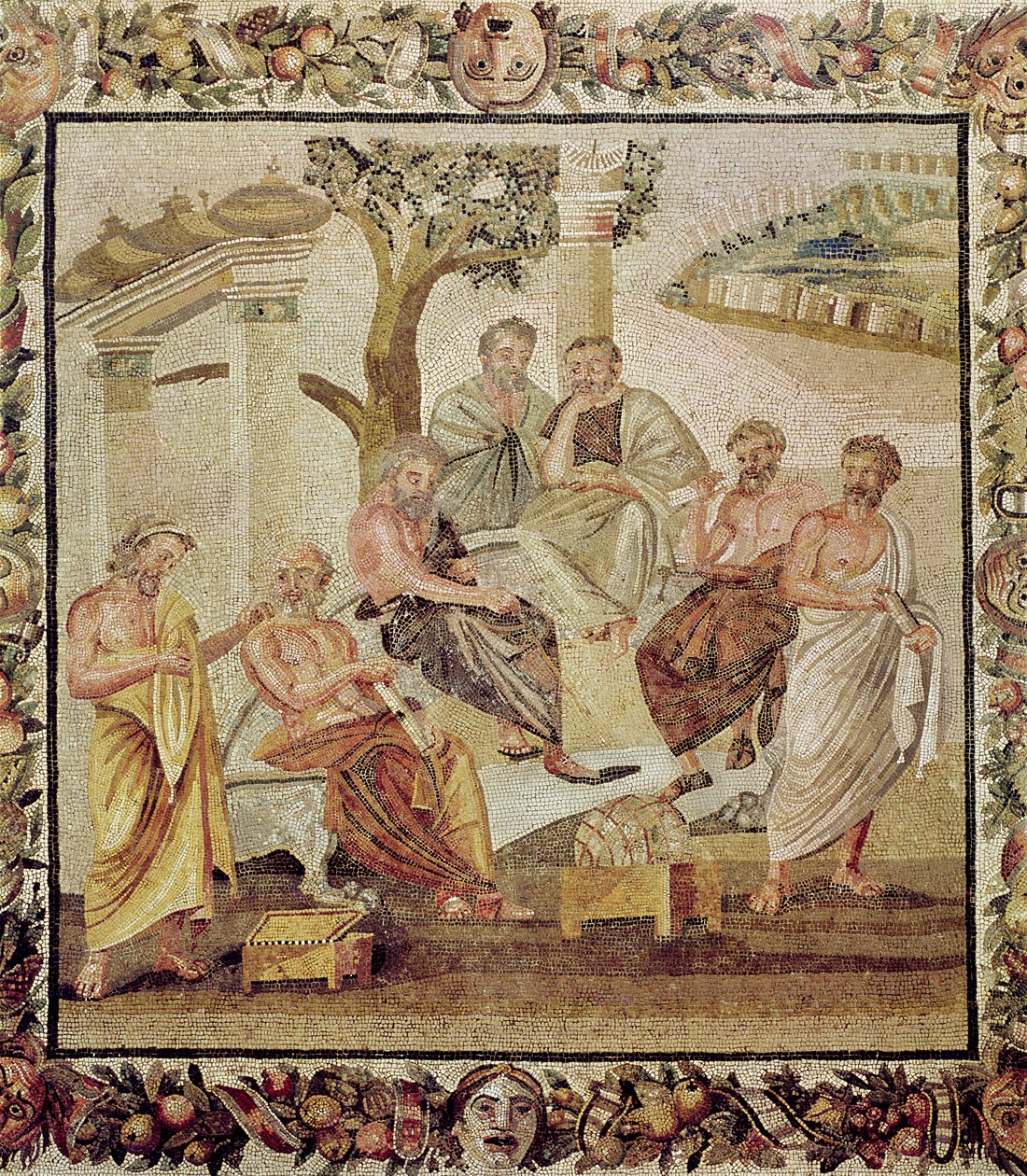 Platón Conversando con sus Discípulos, de la Casa de T. Siminius, Pompeya (mosaico) de Roman