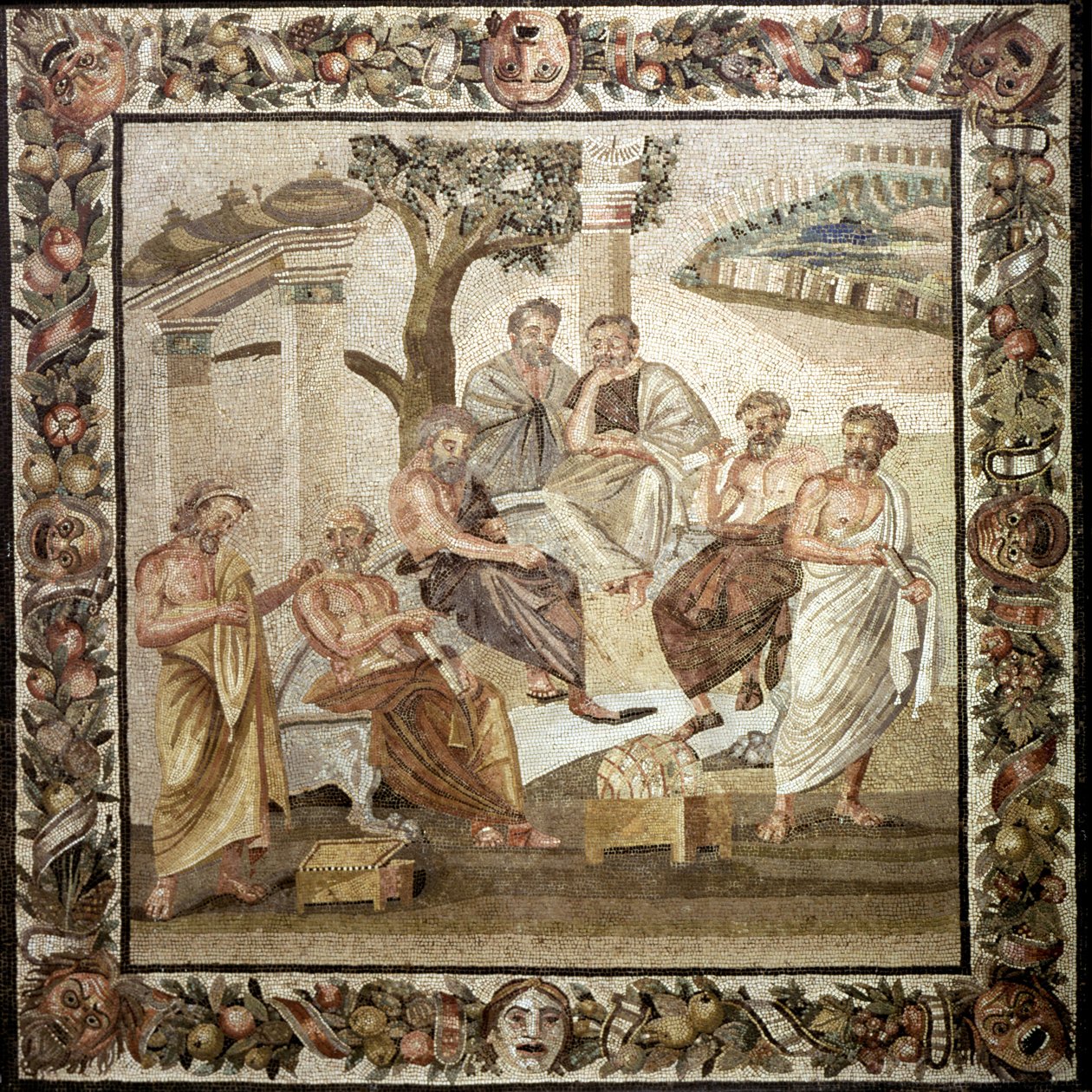 Academia de Platón, siglo II a.C. (mosaico) de Roman