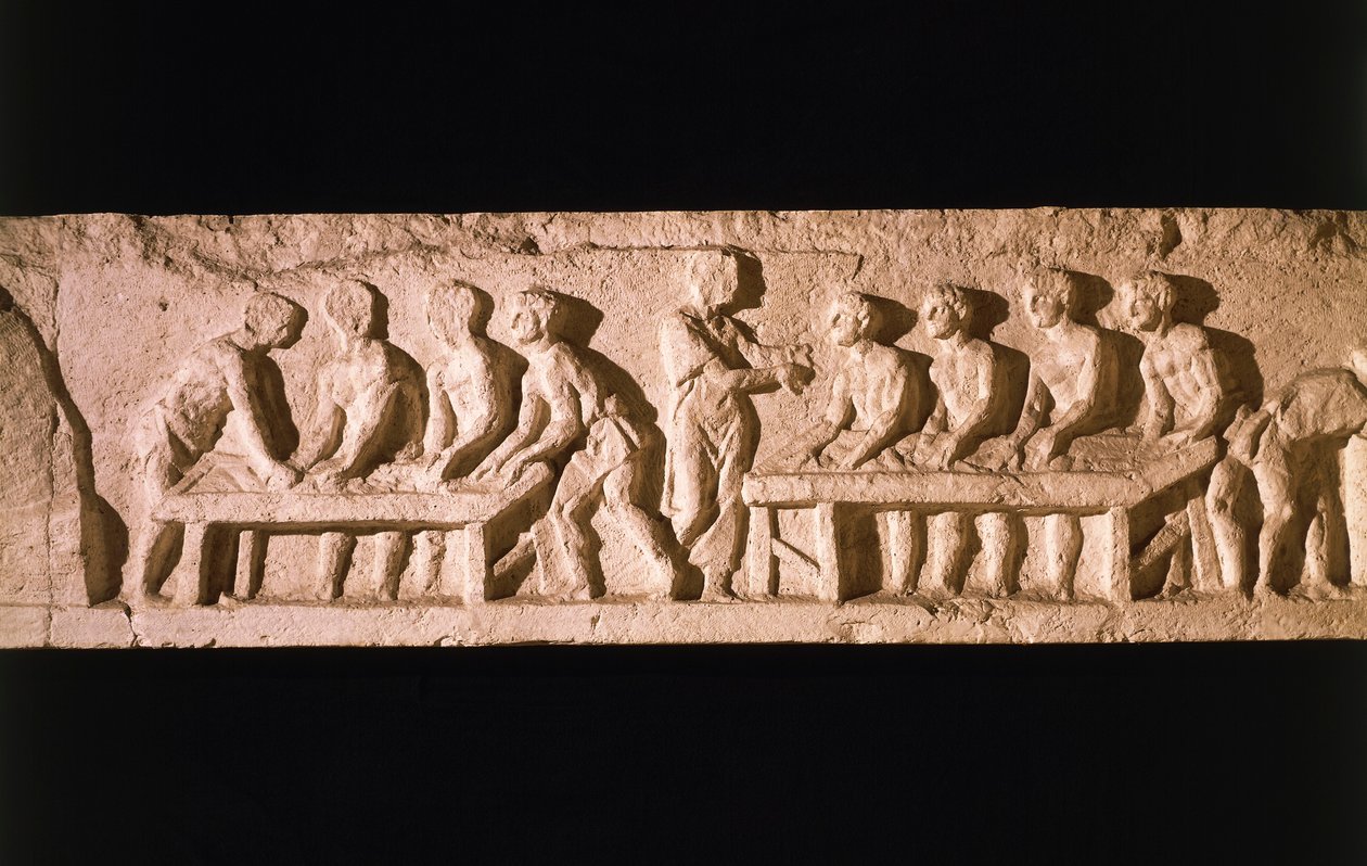 Relieve que representa una panadería, de la tumba de Eurysaces el Panadero, en Porta Maggiore, Roma, 50-20 a.C. de Roman