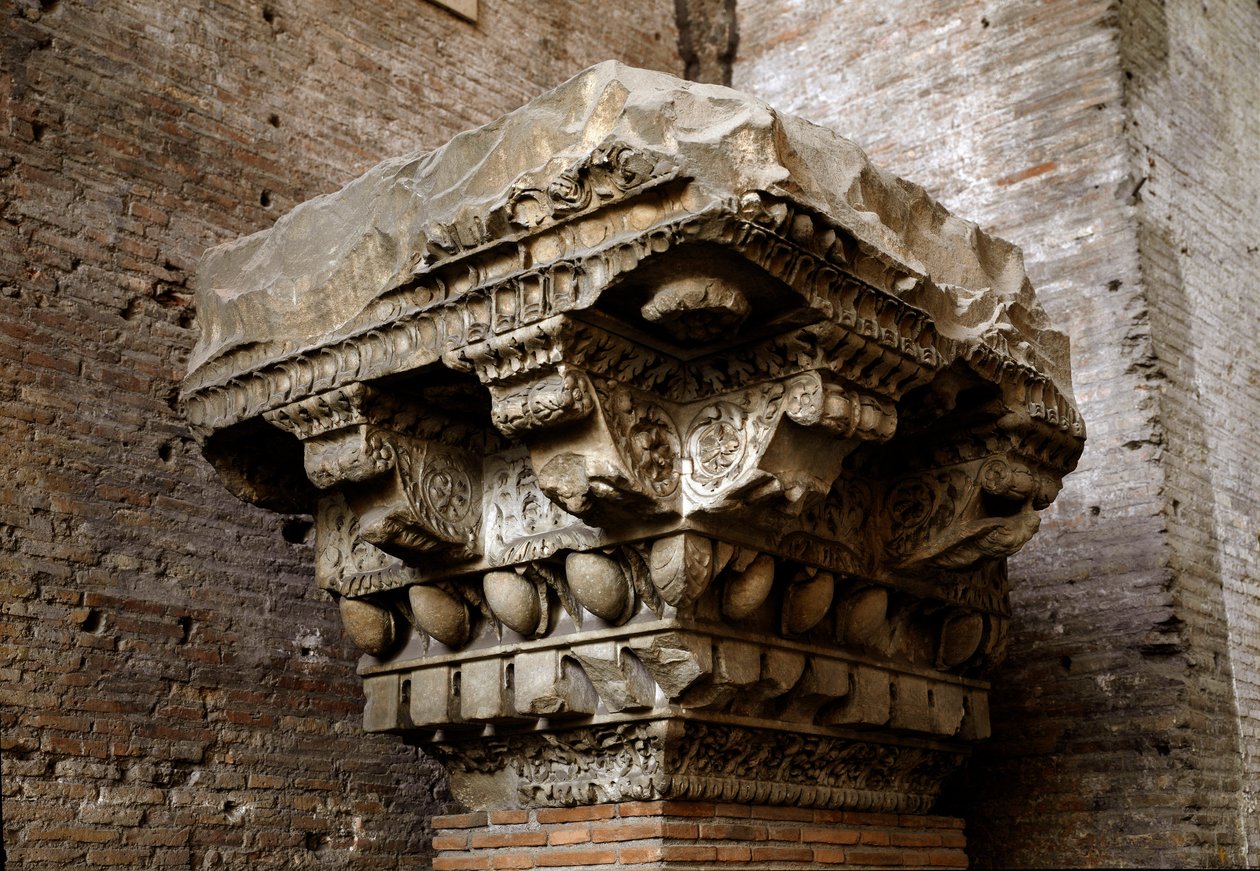 Arte romano: fragmento de cornisa. Siglo I. Museo Nazionale Romano (o delle Terme), Roma de Roman