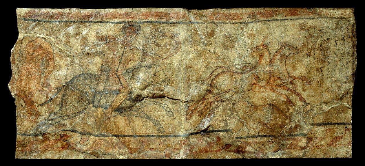 Arte romano: mural que representa a un arquero cazando la prímula. del sitio de Doura Europos en Siria (27 a.C.-476 d.C.) de Roman