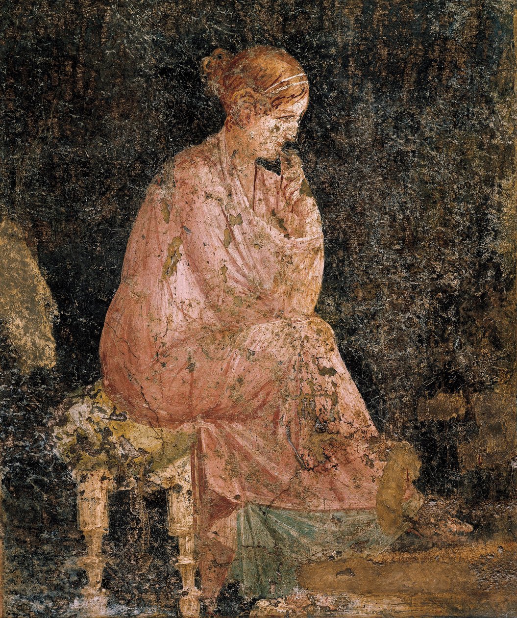 Mujer sentada, detalle de fresco de Pompeya de Roman