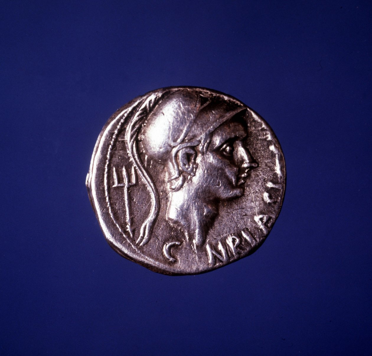 Moneda de plata con la efigie de Escipión el Africano (235 a.C. - 183 a.C.) de Roman