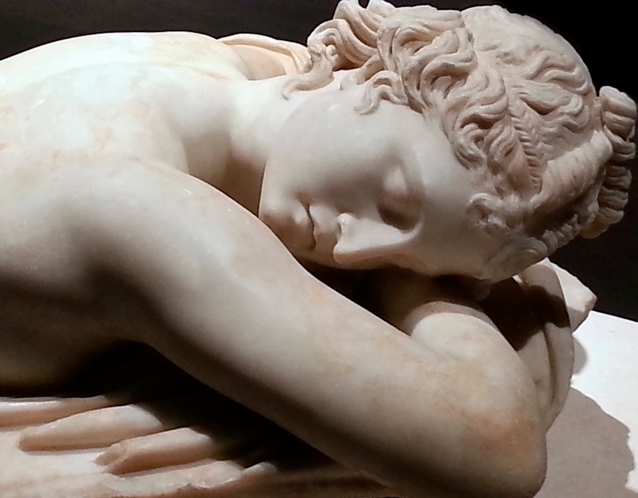 Hermafrodita Durmiente: escultura de mármol, arte romano de Roman