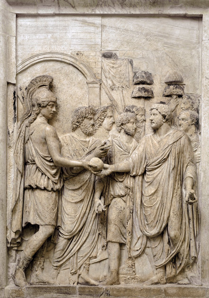 Entrada solemne del Emperador Adriano en Roma, siglo II de Roman