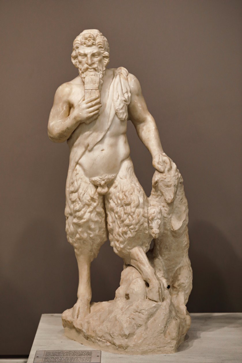 Estatua del dios Pan, siglo II de Roman