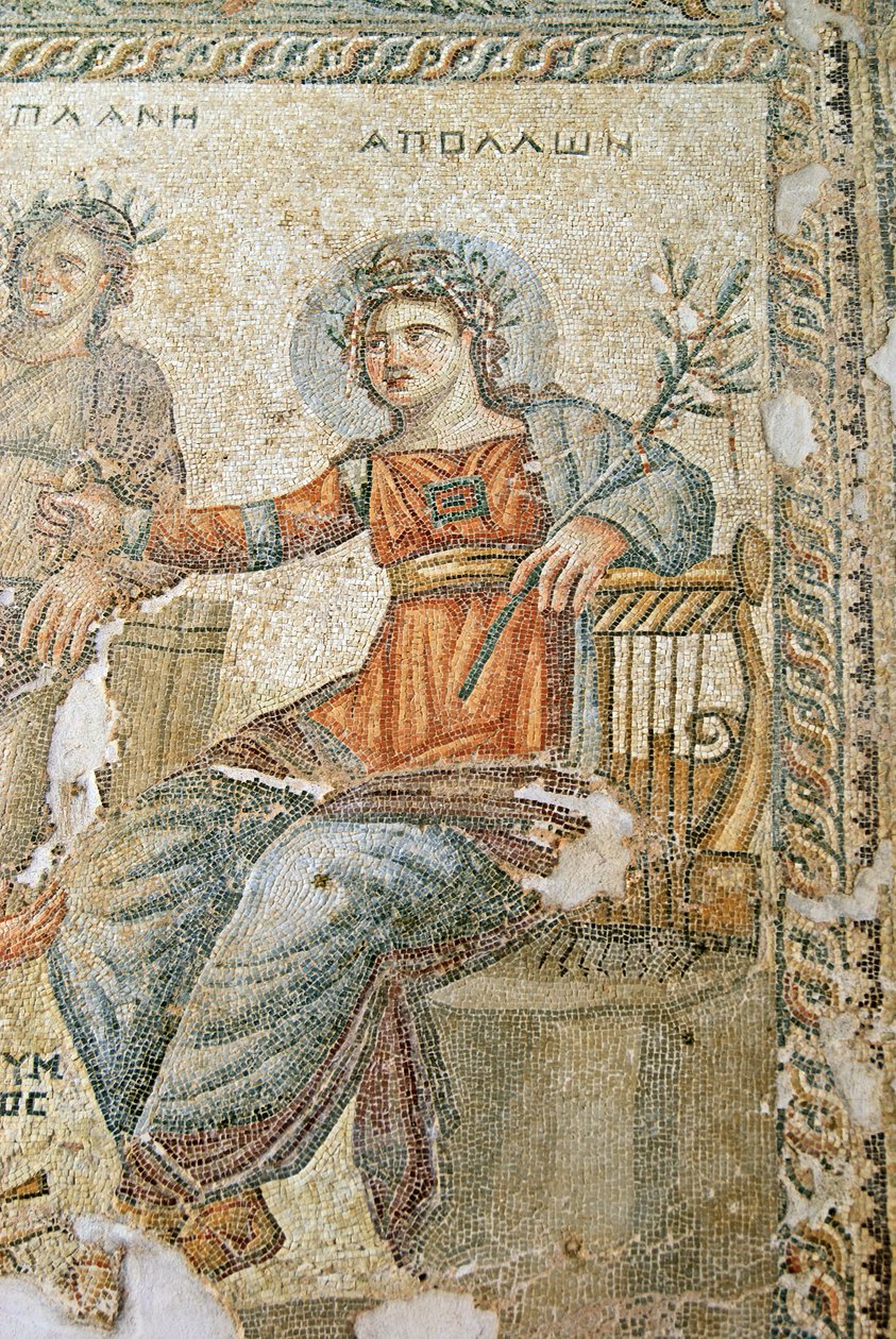 El mosaico de Apolo y Marsias (detalle de Plinio y Apolo) de Roman