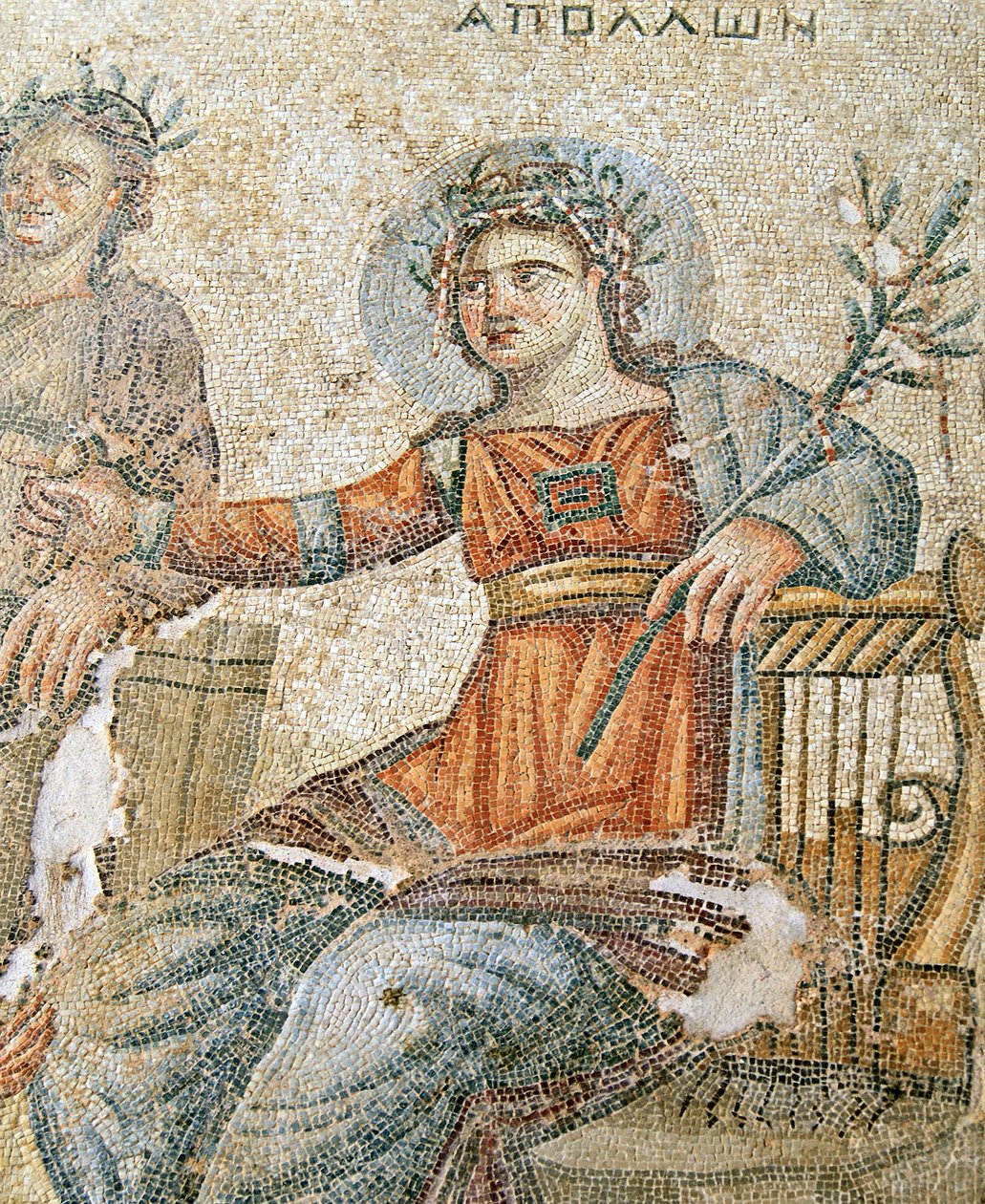El mosaico de Apolo y Marsias (detalle de Plinio y Apolo) de Roman