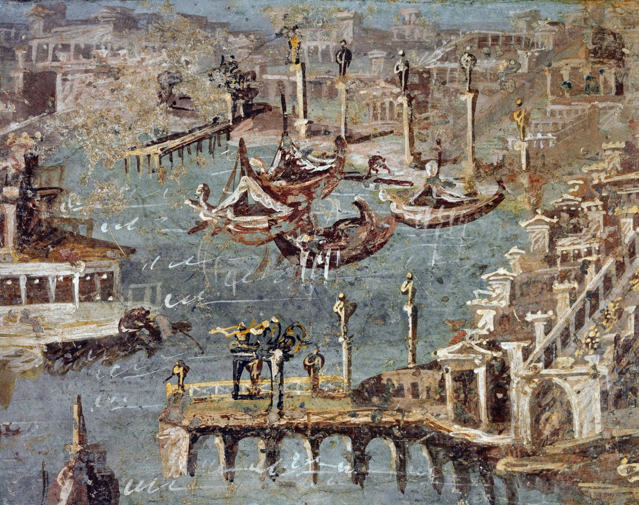 La ciudad y el puerto de Pozzuoli (fresco) de Roman
