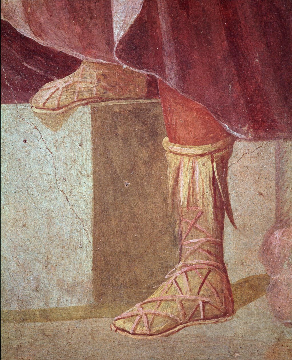 Los pies de Agamenón, en el Sacrificio de Ifigenia (fresco) de Roman