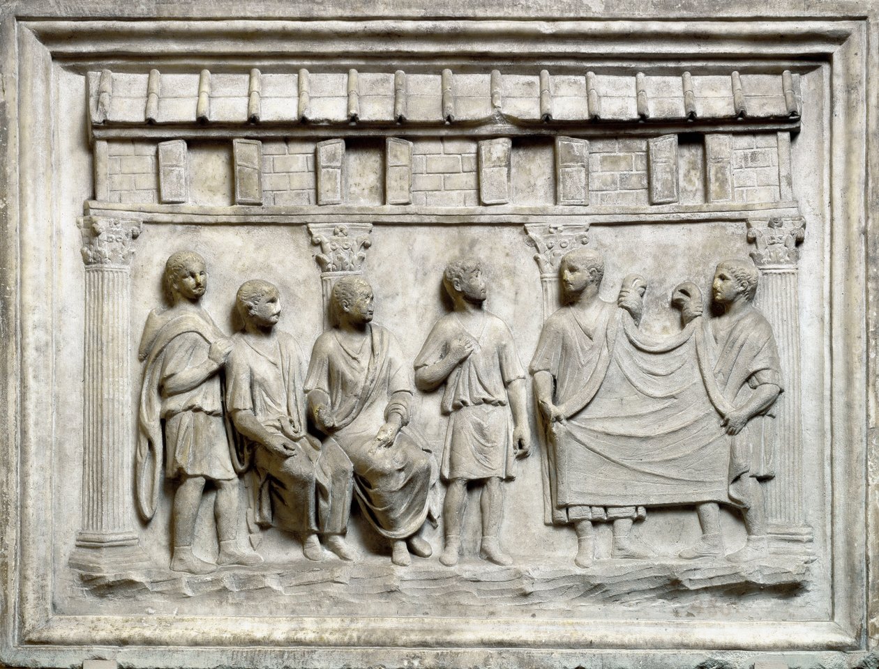 Tienda de tejidos durante el período augusto de Roman