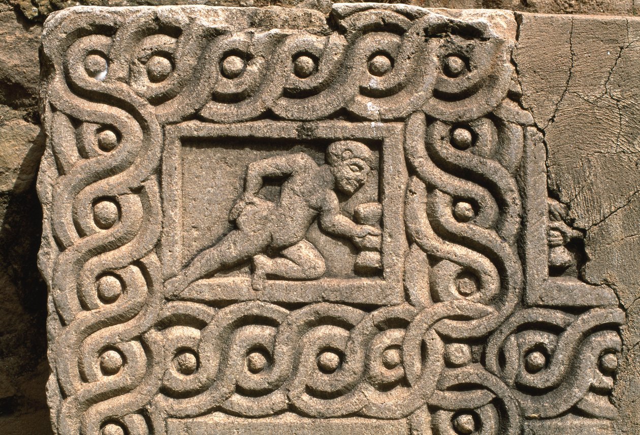 Fragmento arquitectónico con decoración tallada, detalle, Alto Período Imperial de Roman Imperial Period