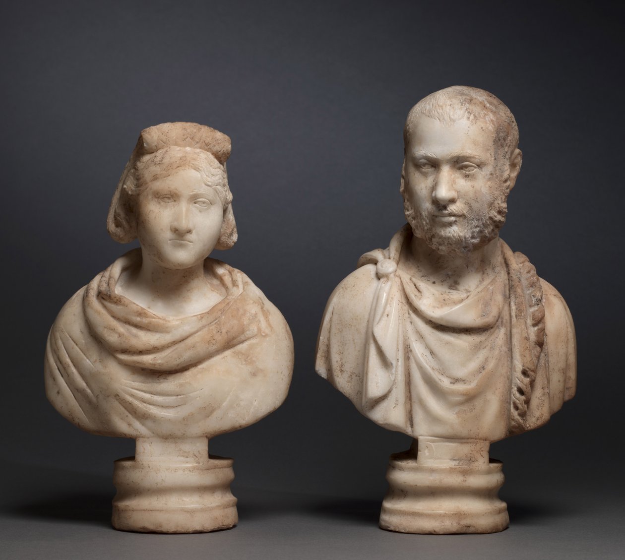 Busto de Retrato de una Mujer Aristocrática y Busto de Retrato de un Hombre Aristocrático, 280-290 de Roman Imperial Period