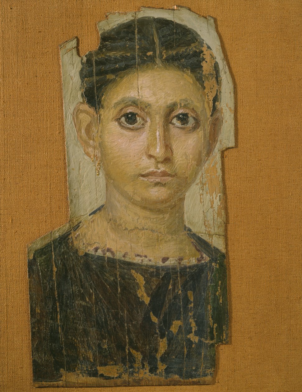 Retrato femenino de momia, de Fayum, finales del siglo III d.C. de Roman Period Egyptian