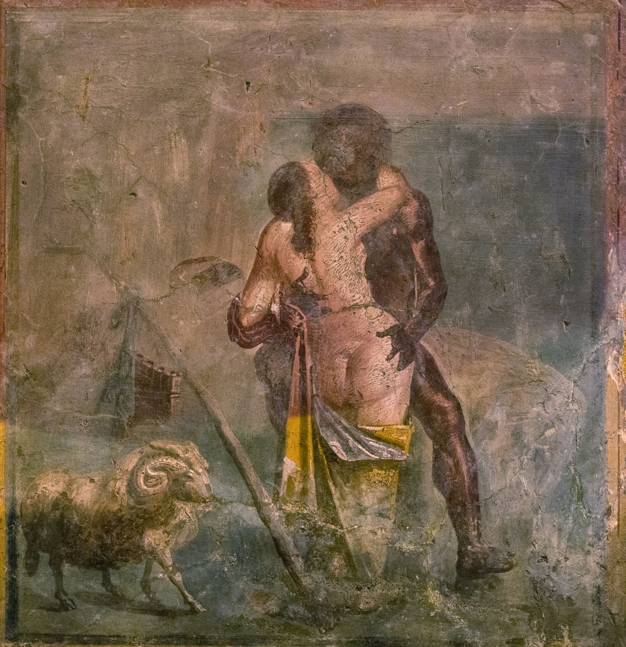 Galatea y Polifemo, siglo I de Roman Pompeian wall painting.