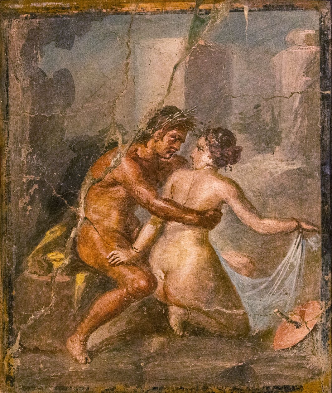 Sátiro y ninfa, primera mitad del siglo I d.C. de Roman Pompeian wall painting.