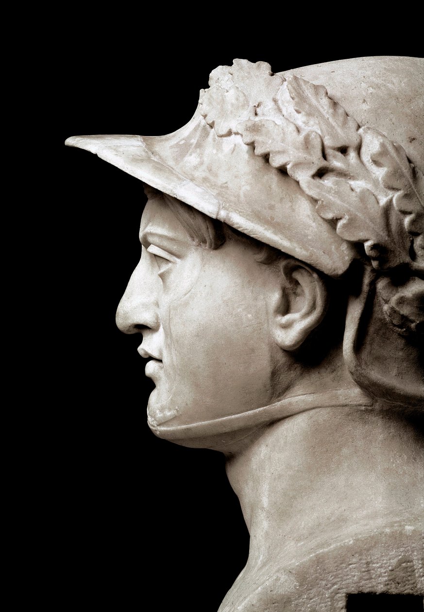 Busto de Pirro I, Rey de Epiro de 306 a 272 a.C. De Ercolano. De un original de 290 a.C. Nápoles, Museo Archeologico Nazionale de Roman Roman