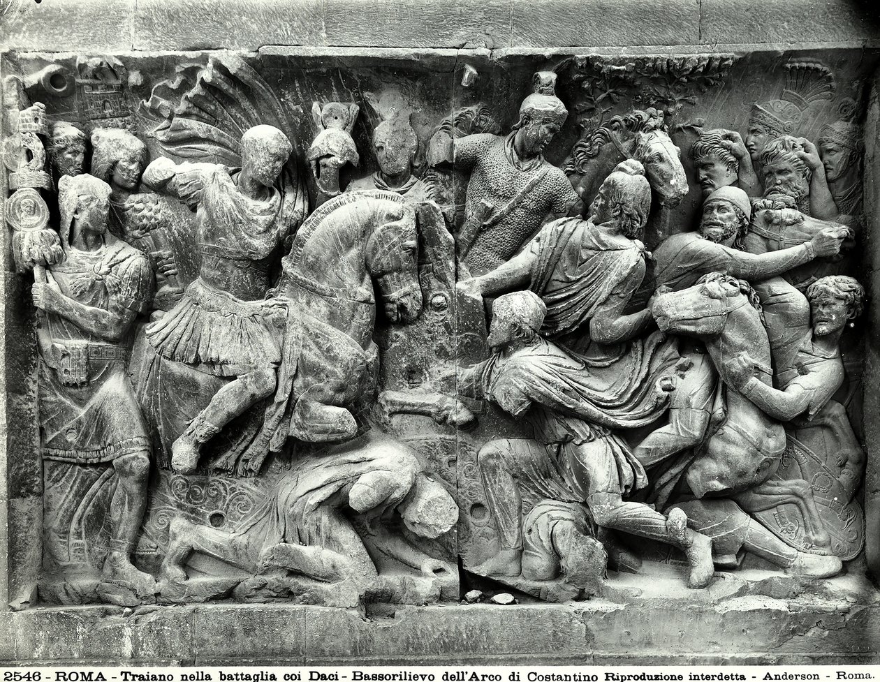 Detalle del gran friso de Trajano ubicado en el Arco de Constantino, Foro Romano de Roman Roman