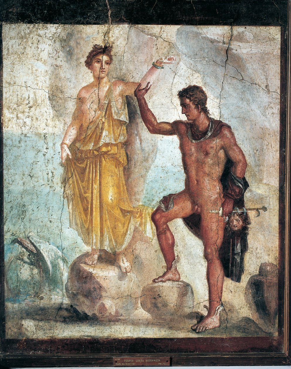 Fresco que representa a Perseo y Andrómeda de Italia, Campania, Pompeya, pintura sobre yeso, 55-79 d.C. de Roman Roman