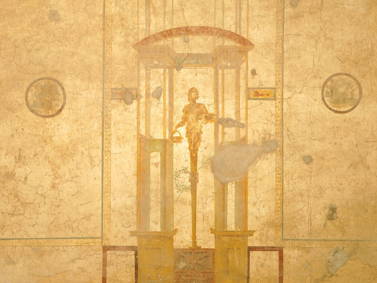 Fresco que representa a una cariátide, de la Casa de los Enamorados, Pompeya , Campania, Civilización romana de Roman Roman