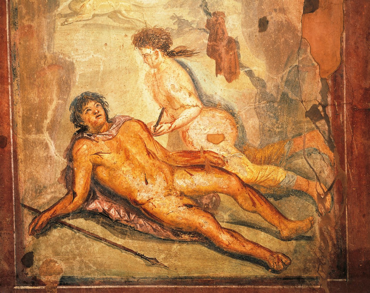 Fresco que representa el mito de Píramo y Tisbe, Casa de Loreio Tiburtino, Pompeya , Campania, Civilización romana de Roman Roman