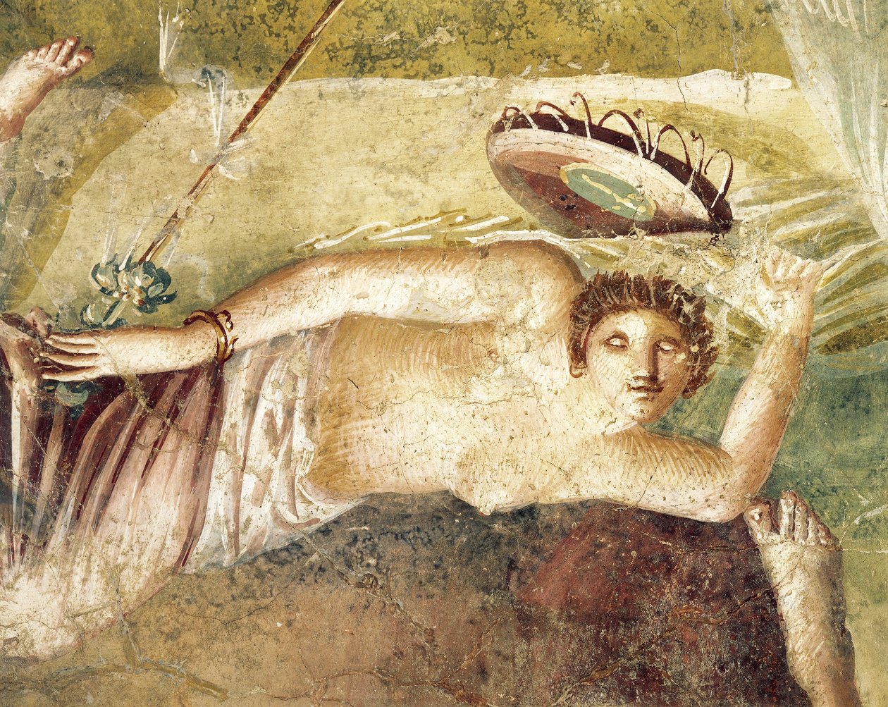 Fresco que representa a Ménade dormida, de la Casa de Citharist, Pompeya, Italia de Roman Roman