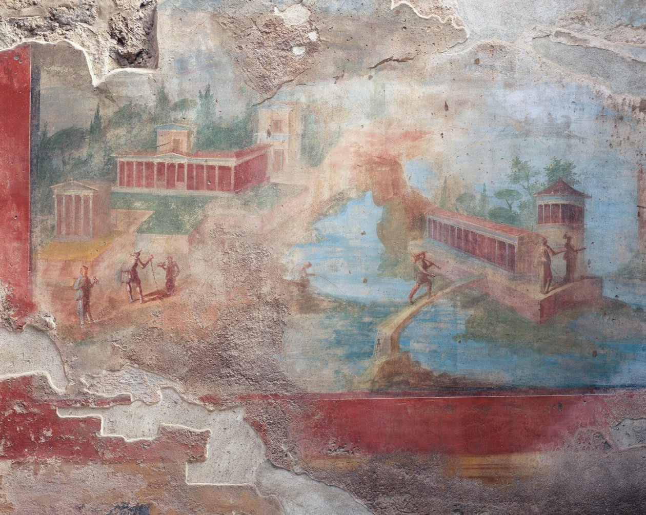 Fresco de la fuente-ninfeo de la Casa de la Fuente Pequeña, Pompeya (Patrimonio Mundial de la UNESCO de Roman Roman
