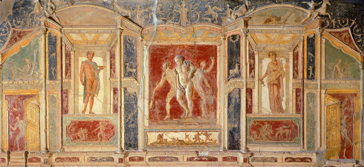 Fresco con decoración mural, de la Casa de Meleagro, Pompeya (Lista del Patrimonio Mundial de la UNESCO de Roman Roman