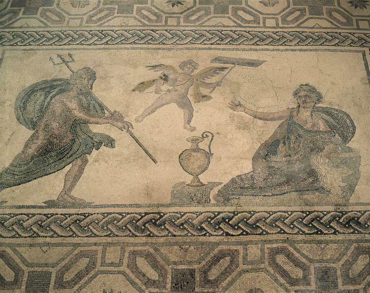 Vista aérea de un mural en el suelo, Pafos, Chipre de Roman Roman