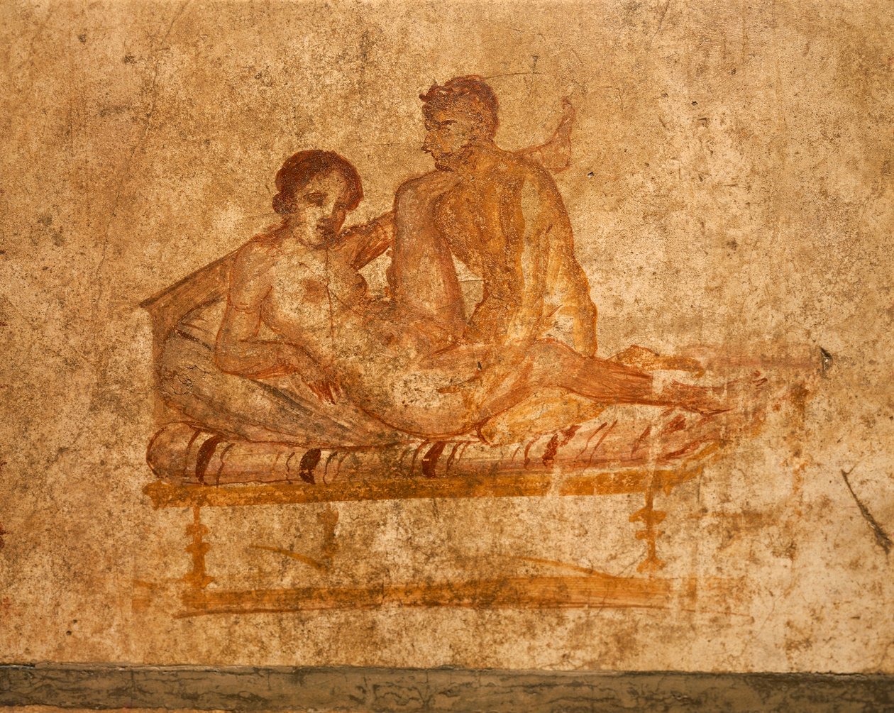 Italia, Región Campania, Provincia de Nápoles, Pompeya, Casa de los Vettii, Fresco erótico de Roman Roman