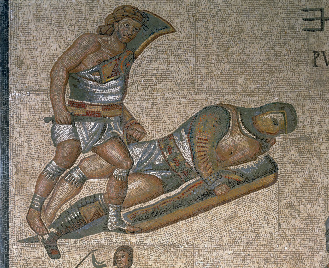 Mosaico con una escena de gladiadores luchando (detalle) de Roman Roman