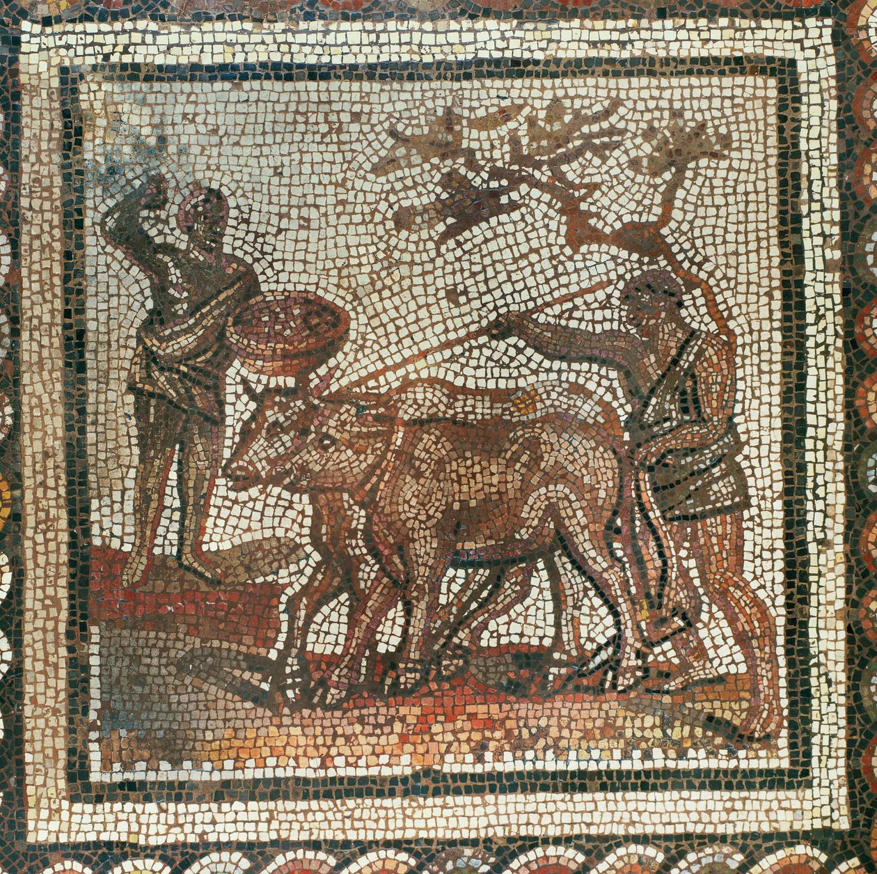 Arar y sembrar. Mosaico (mosaic) de Roman Roman