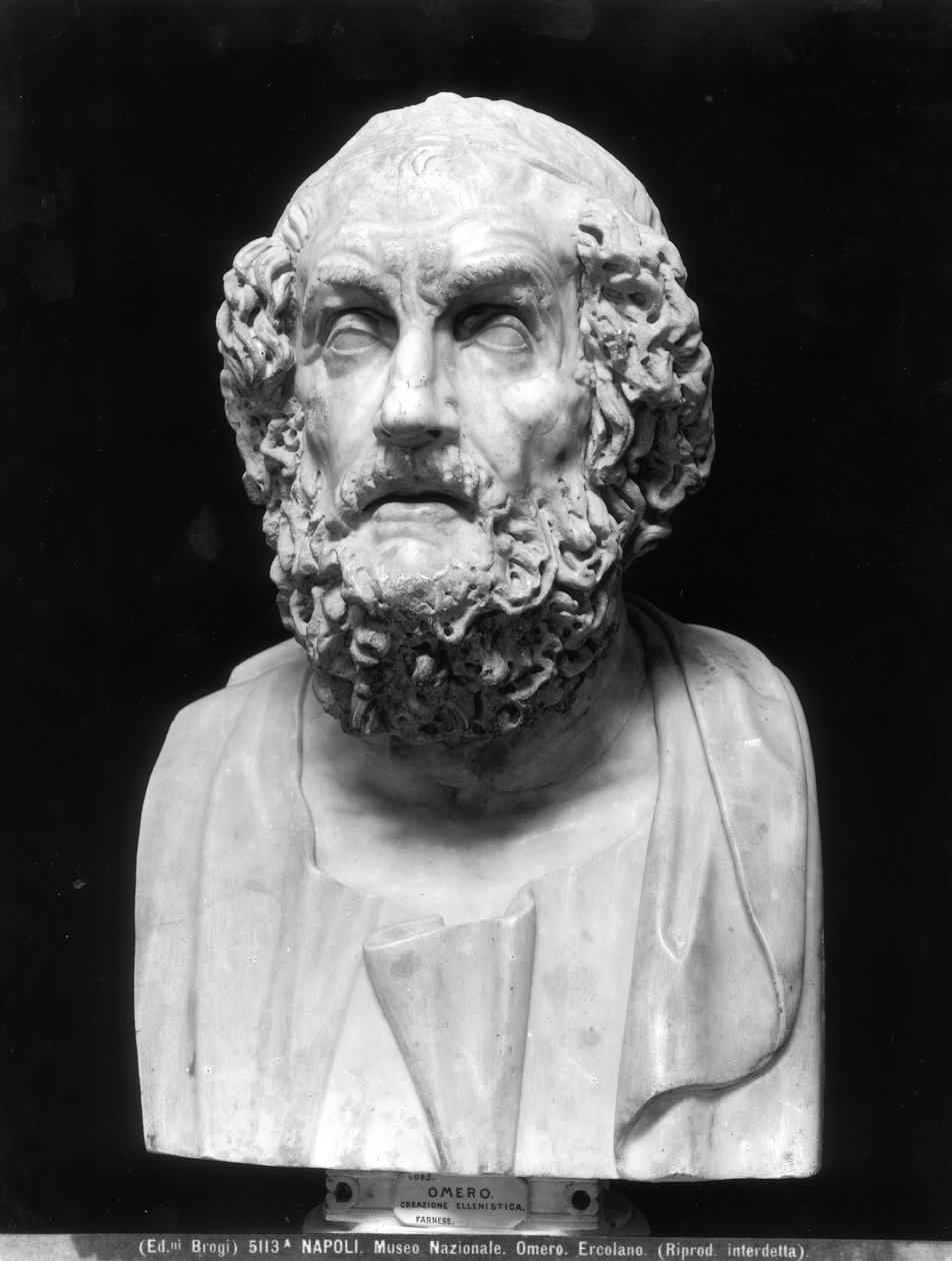 Busto retrato de Homero, copia de un original helenístico griego de Roman Roman