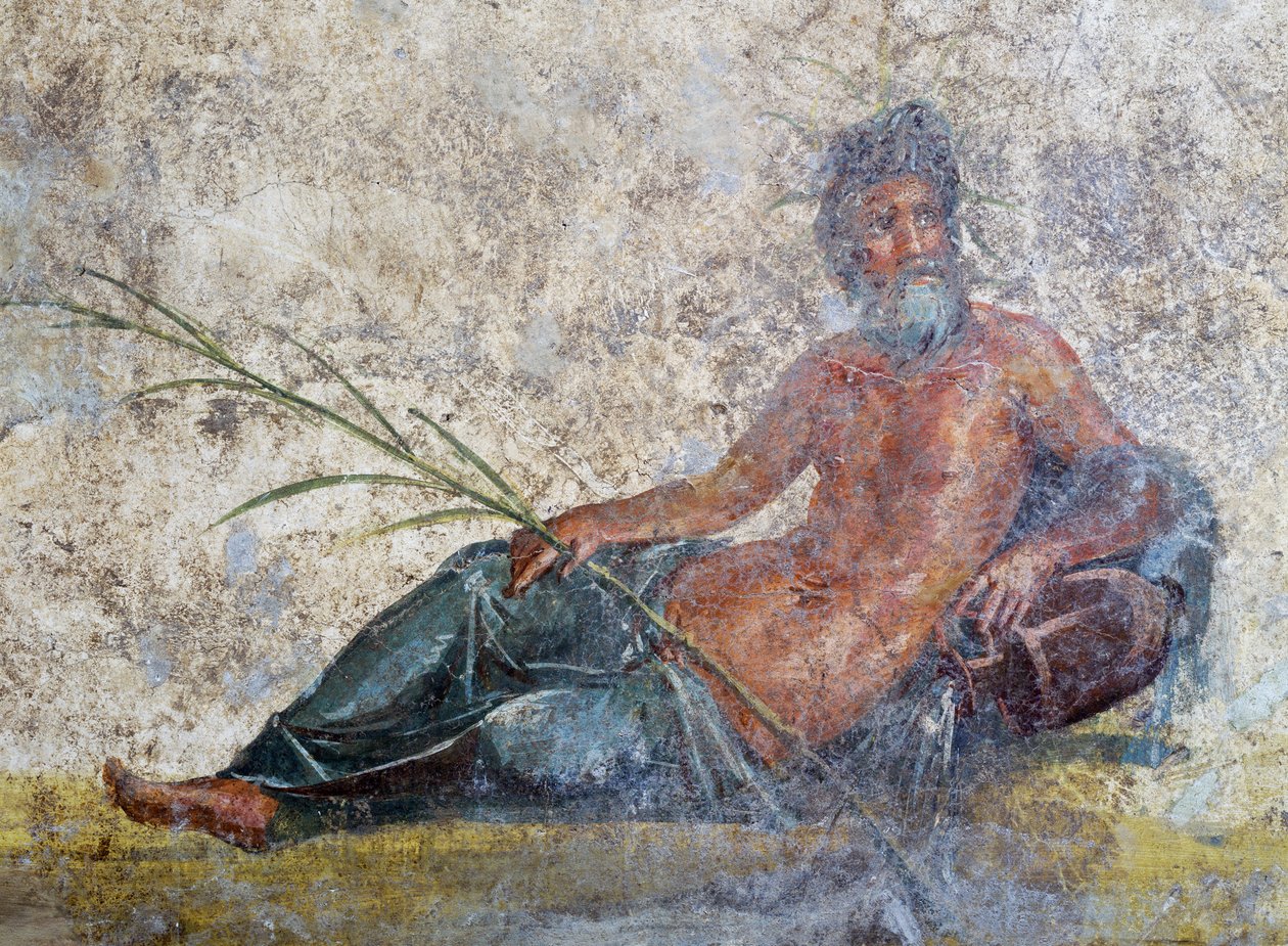 Dios del río, fresco de Pompeya, Campania, Italia, Civilización romana de Roman Roman