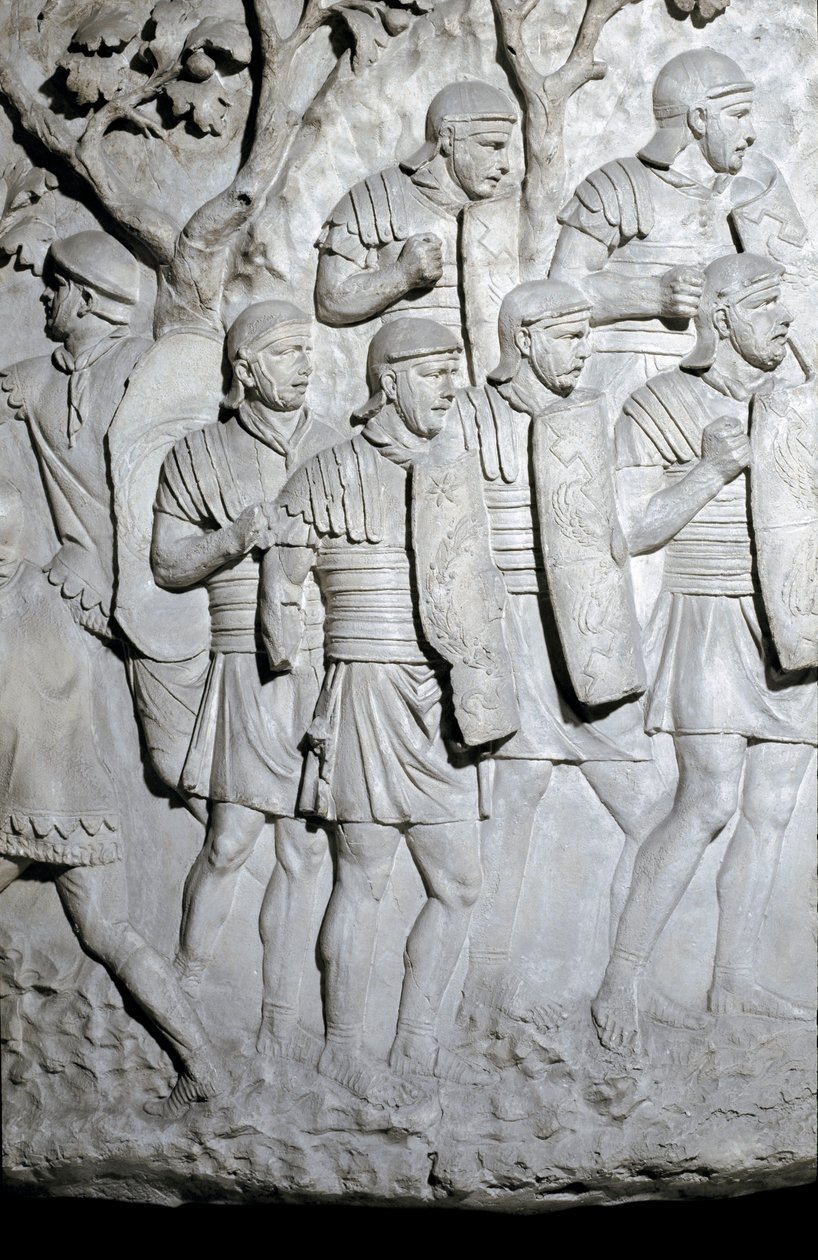 Arte romano: legionarios romanos listos para la batalla de Roman Roman